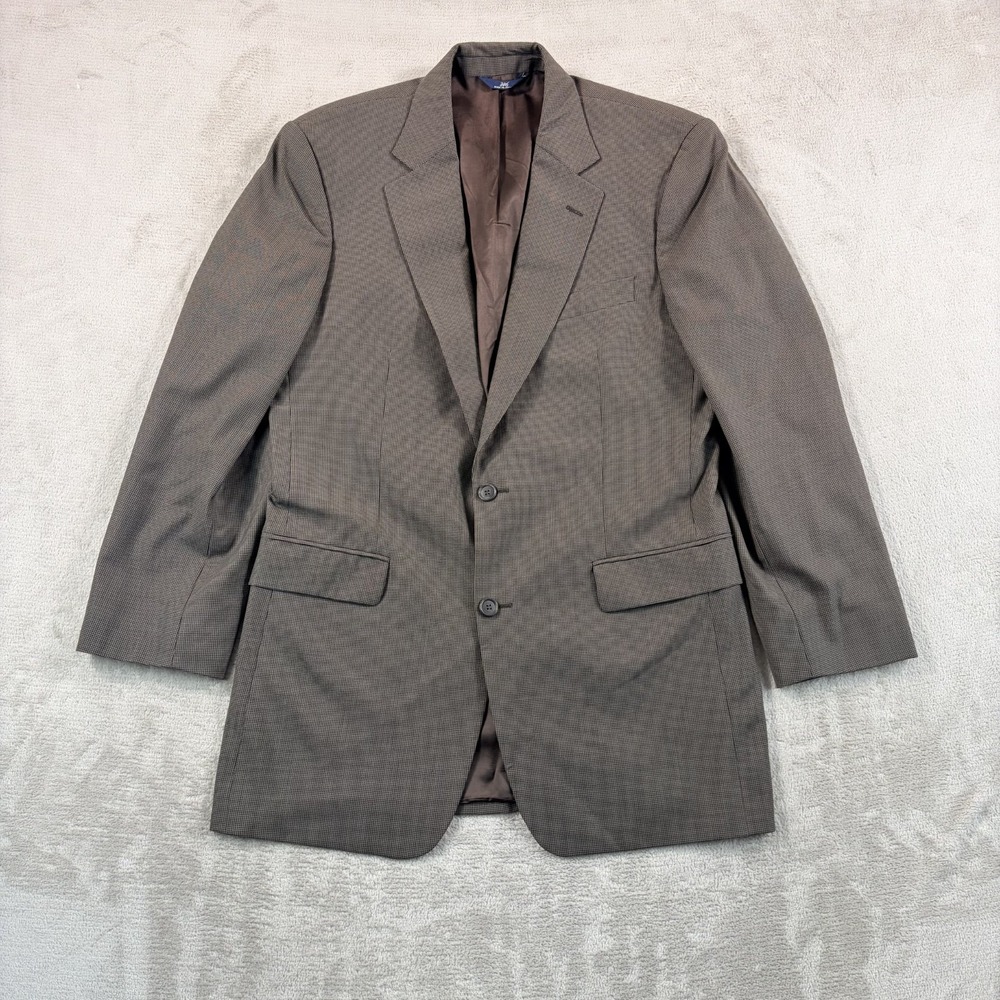 VTG Brooks Brothers 346 Stretch Sport Coat Blazer Brown Wool Houndstooth Men 40L